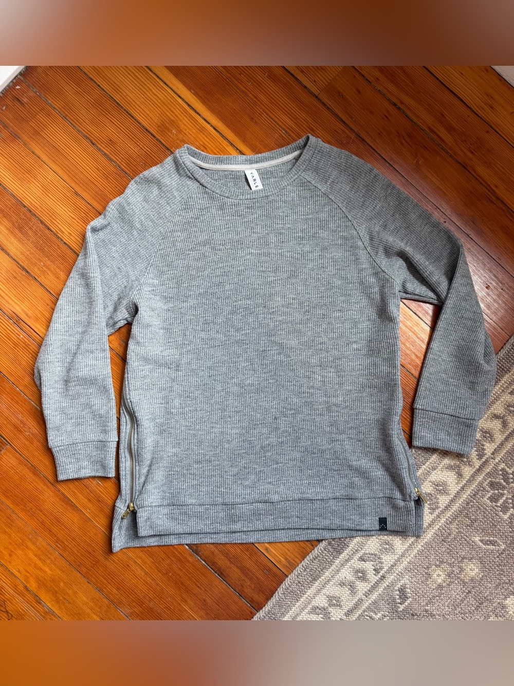 Varley gray heather side zip everyday layering sweater